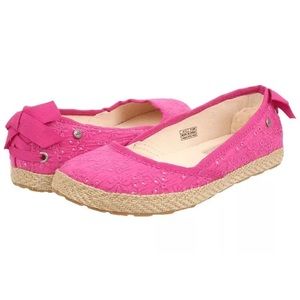 Ugg Pink Canvas Slip On Flats Girls Kids size：4